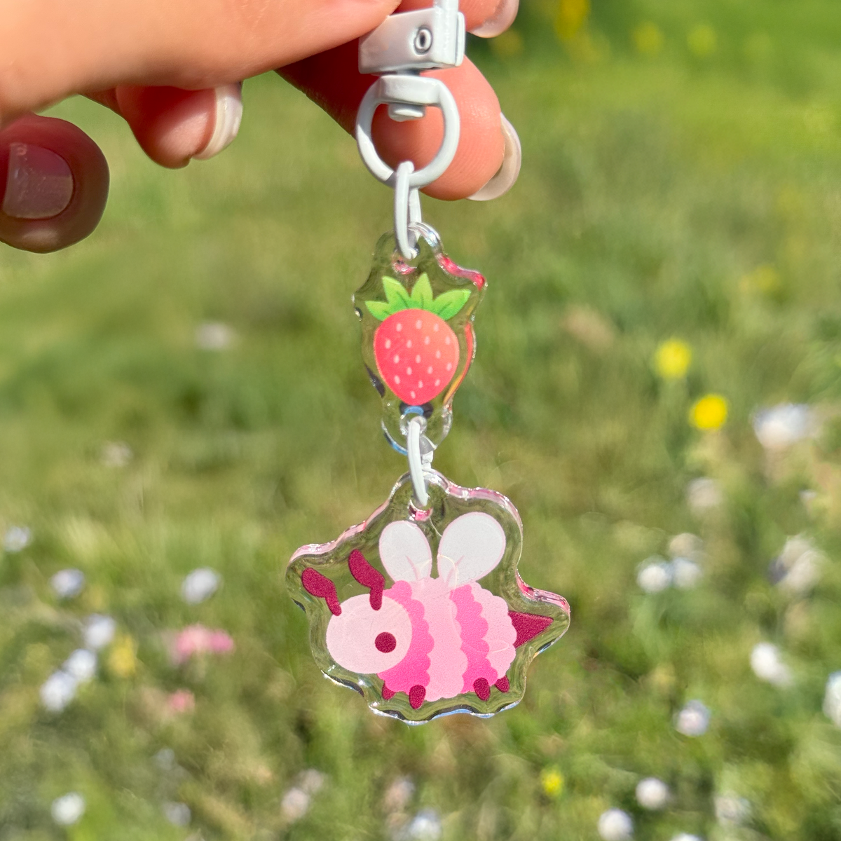 Strawbee Acrylic Epoxy Keychain