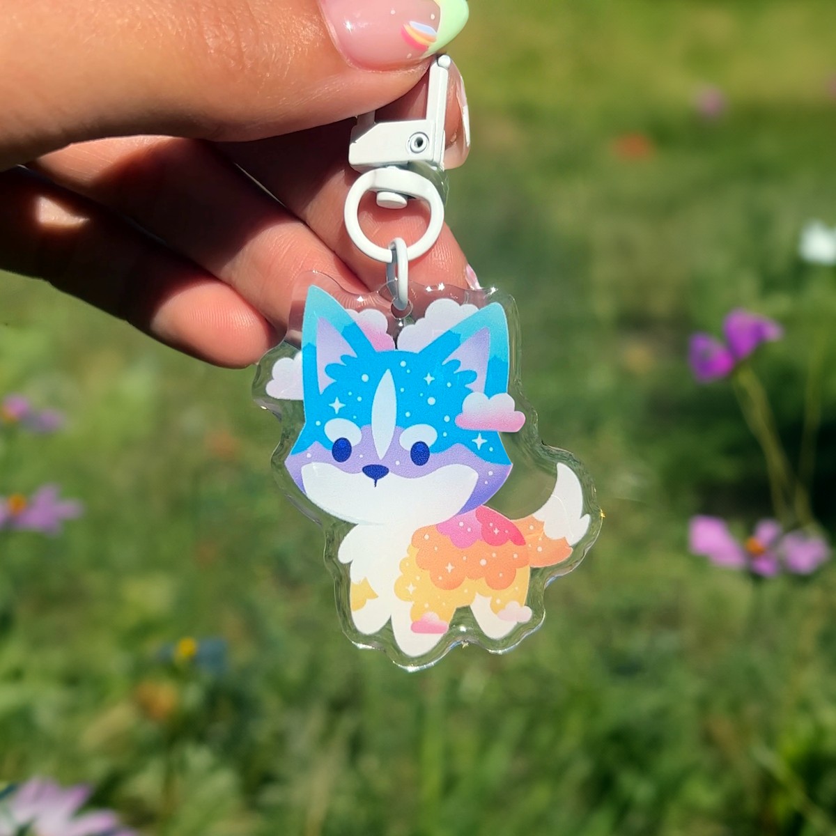 Sunset Husky Epoxy Keychain
