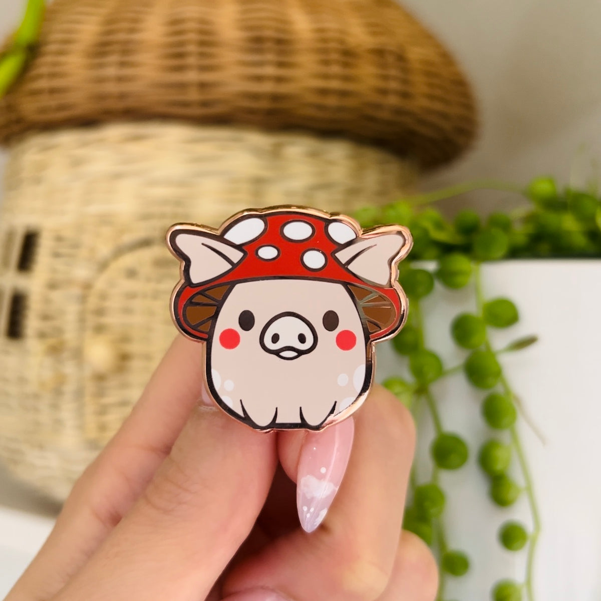 Mushroom Piglet Hard Enamel Pin