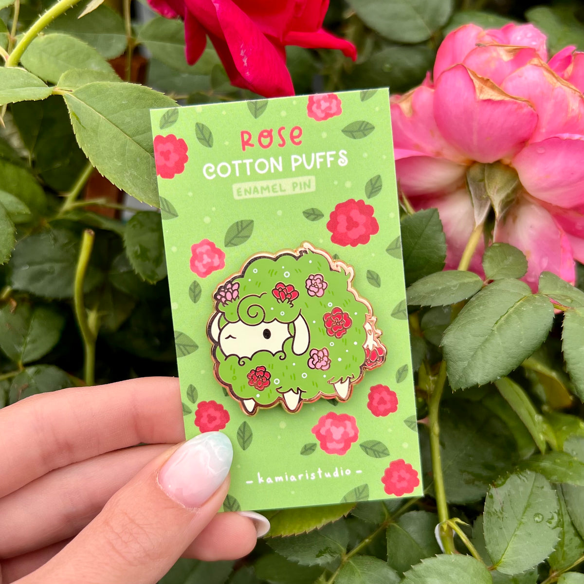 Rose Cotton Puff Hard Enamel Pin
