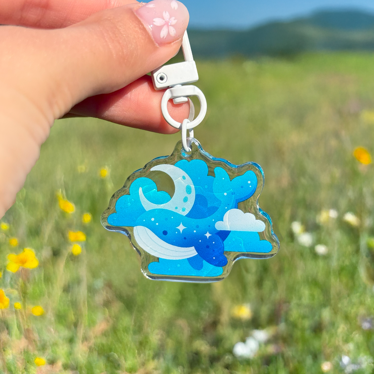 Cloud 9 Whale Acrylic Epoxy Keychain