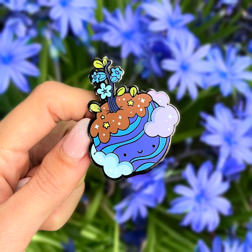 Forget-Me-Not Planet Enamel Pin