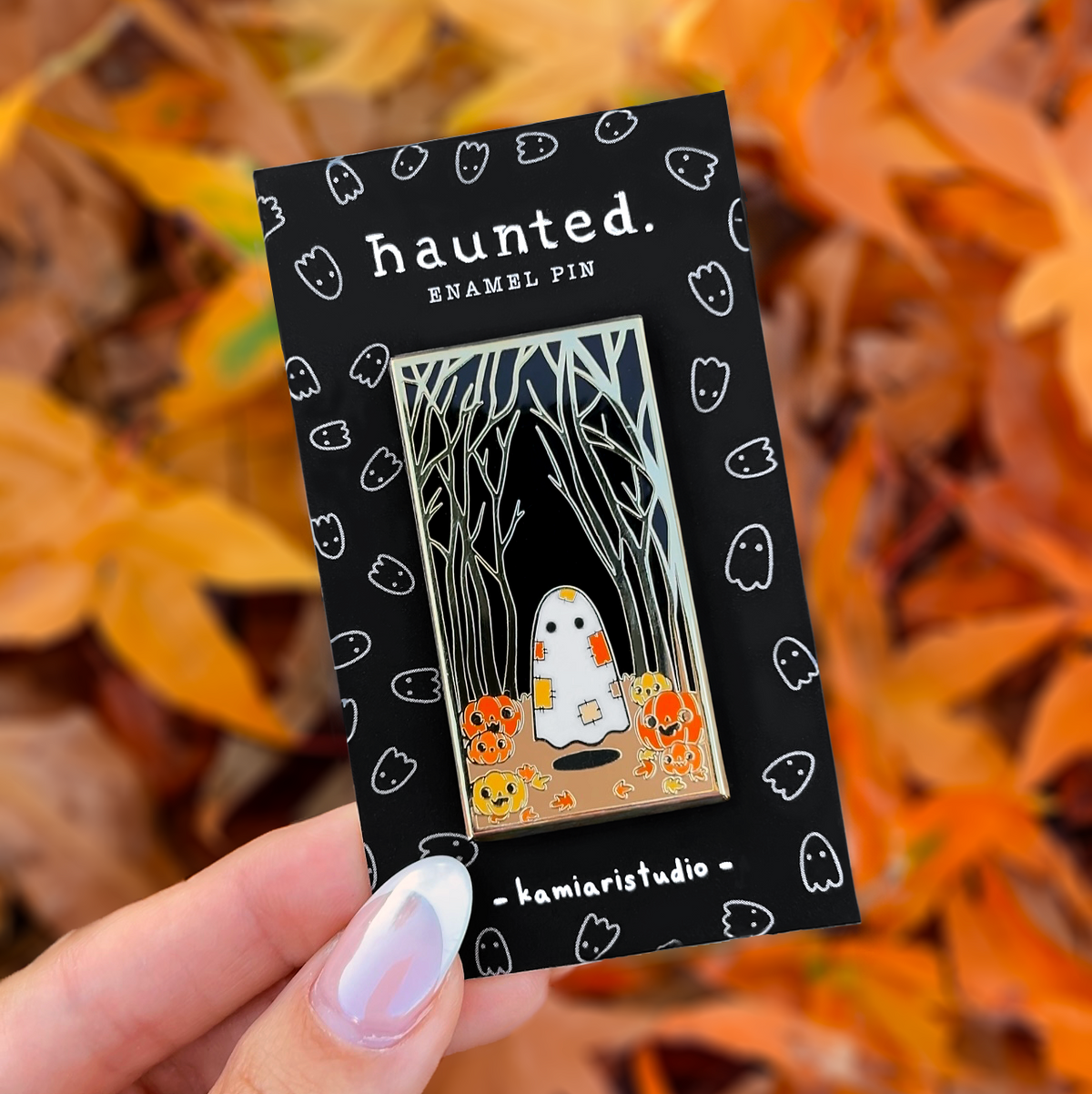 Ghost on a Stroll Enamel Pin