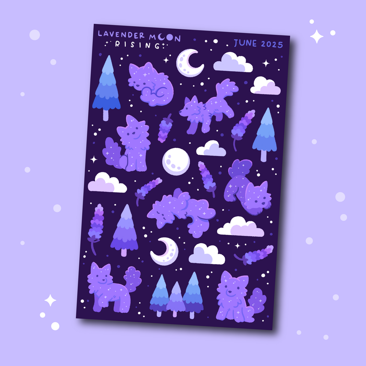 Lavender Moon Rising Sticker Sheet
