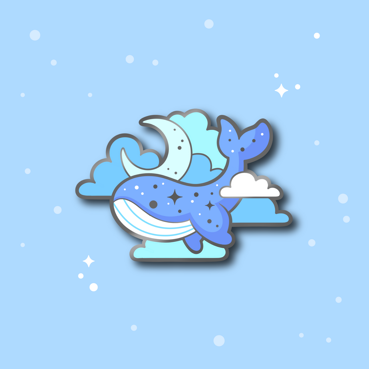 Cloud Whale Enamel Pin