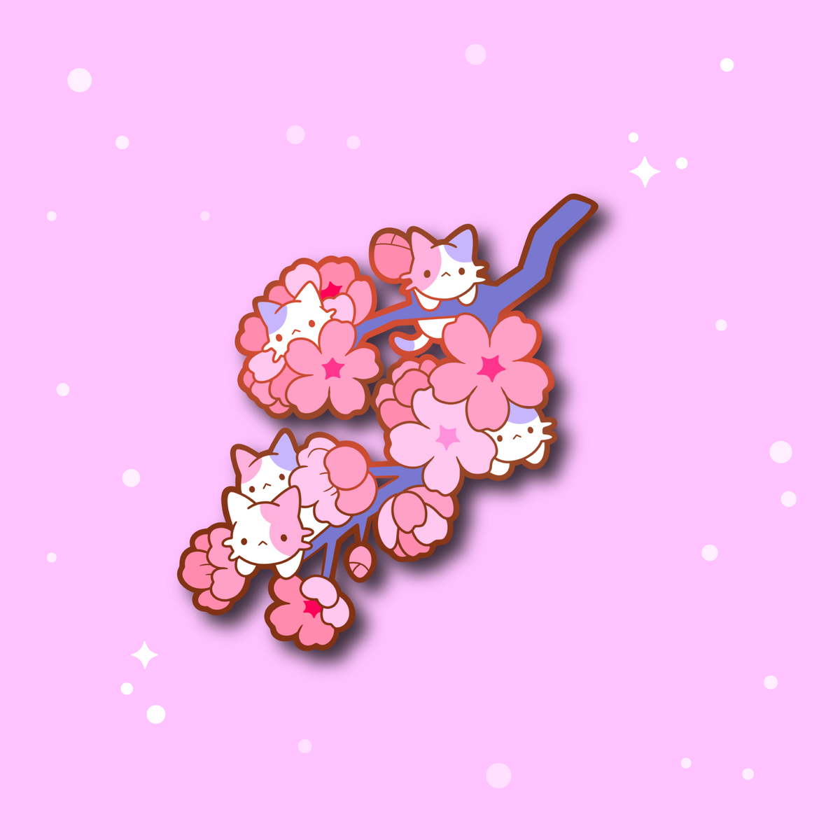 Cherry Kitty Branch Enamel Pin