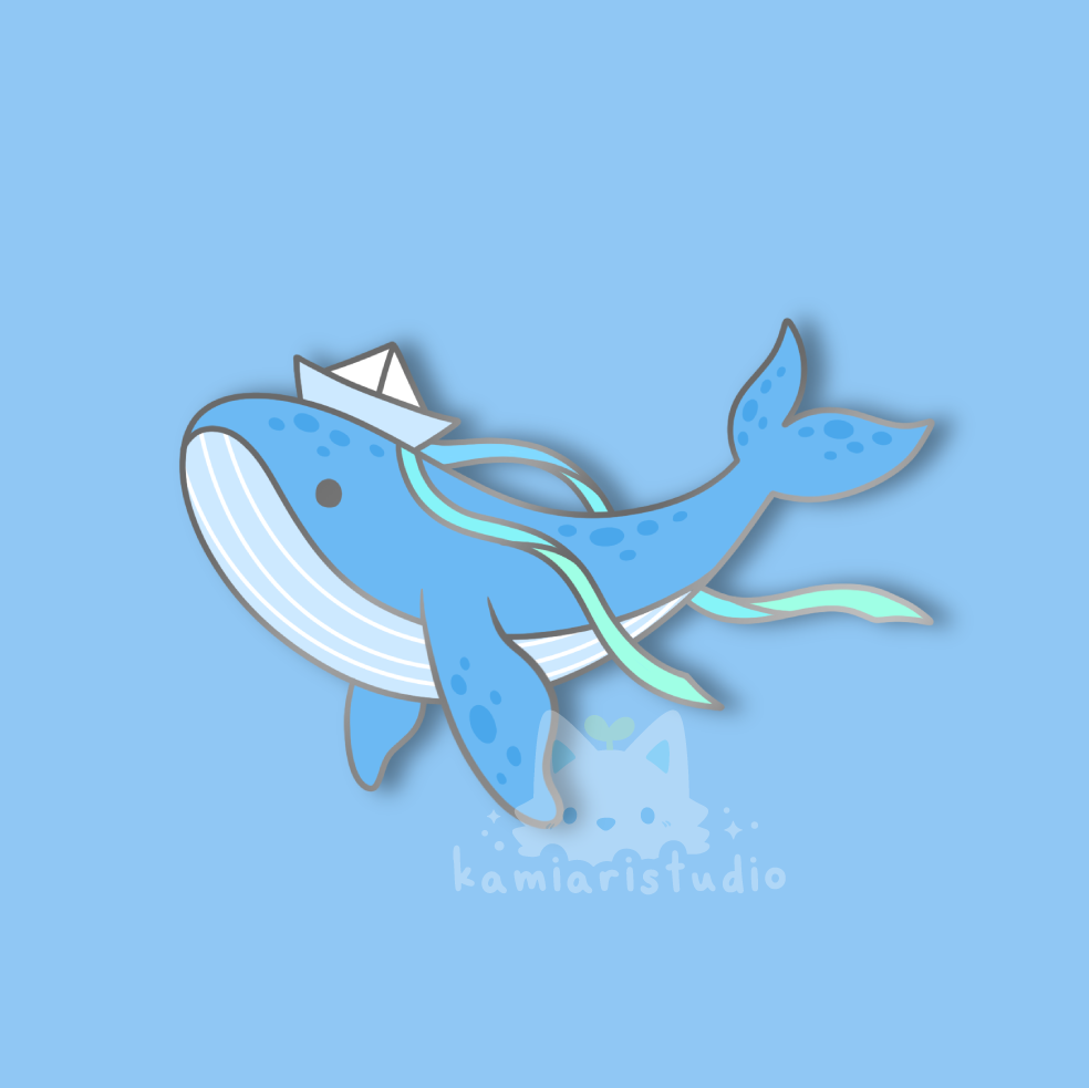 PREORDER Paper Hat Whale Enamel Pin