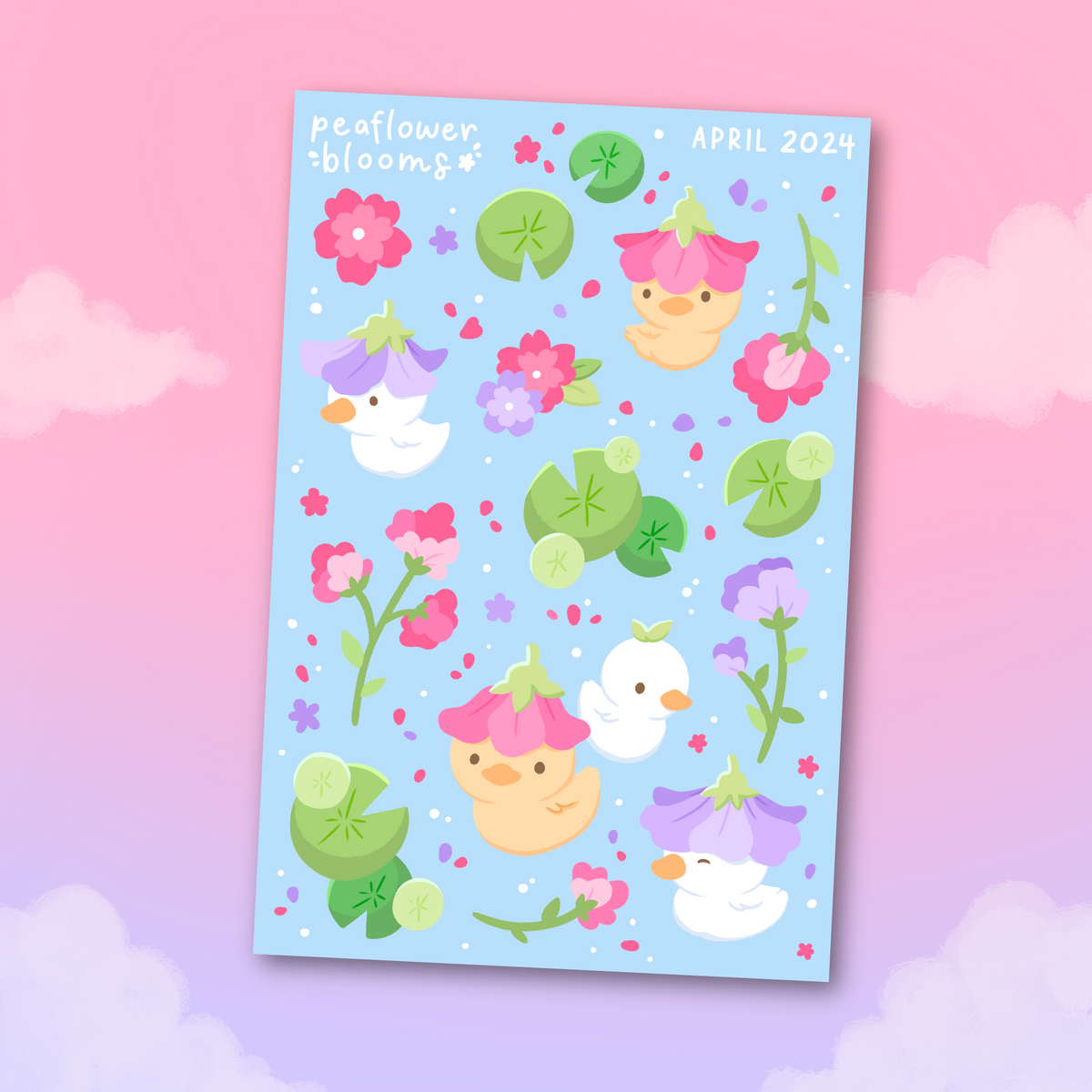 Peaflower Blooms Sticker Sheet