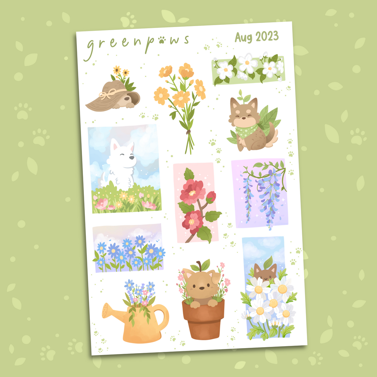 Green Paws Sticker Sheet