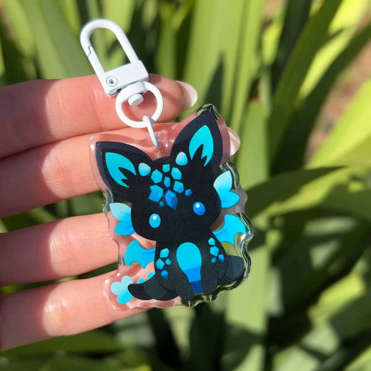 Blue Crackle Acrylic Epoxy Keychain