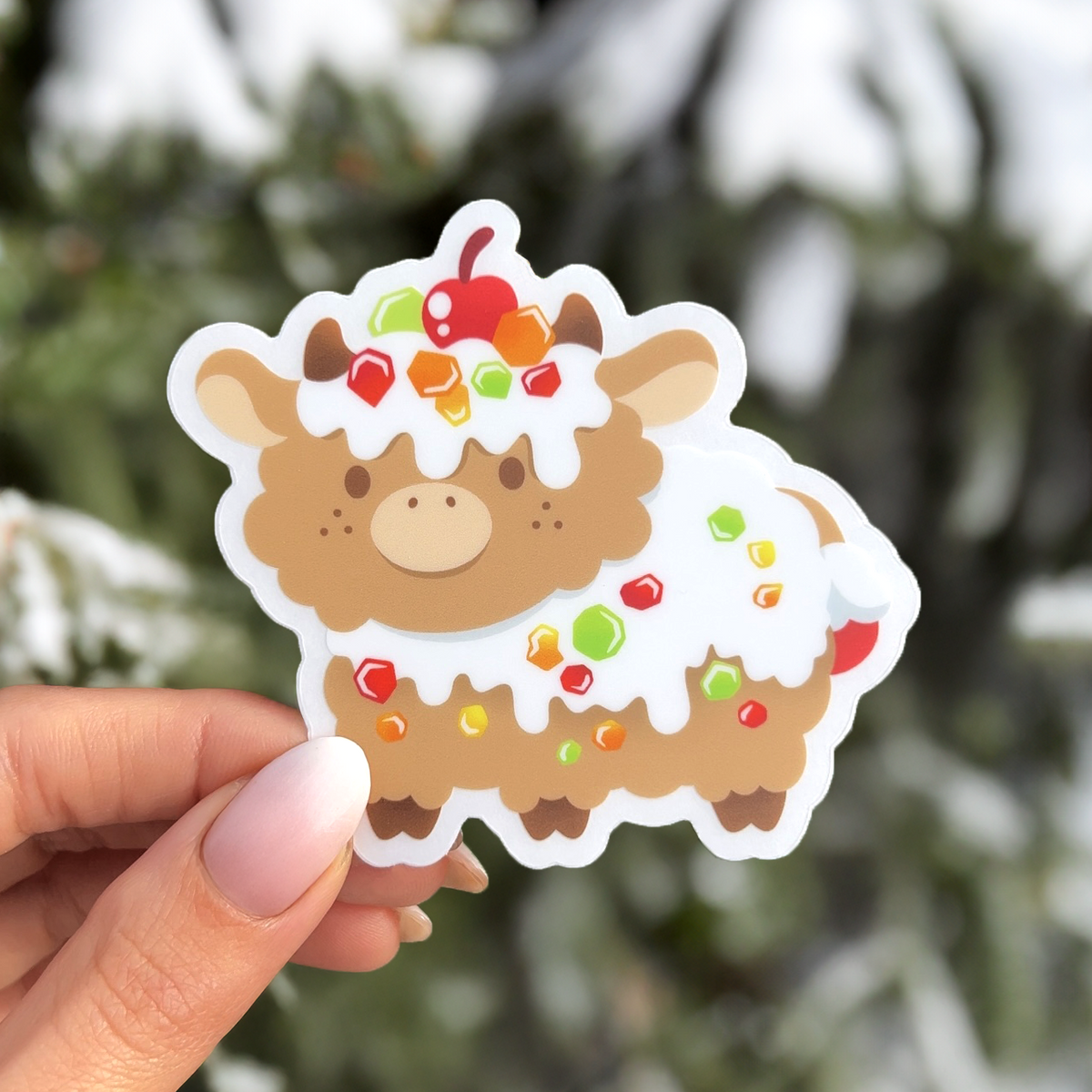 Fruitcake Cow Clear Sticker