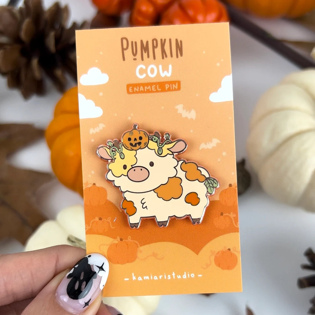 Pumpkin Cow Enamel Pin