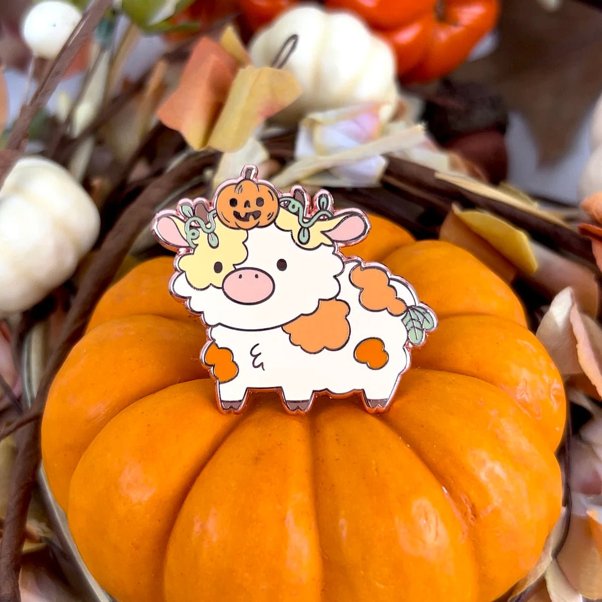Pumpkin Cow Enamel Pin
