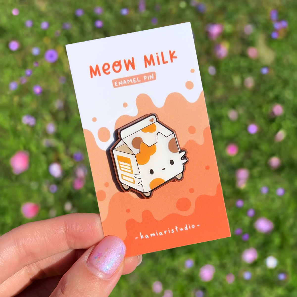 Orange Meow Milk Pin