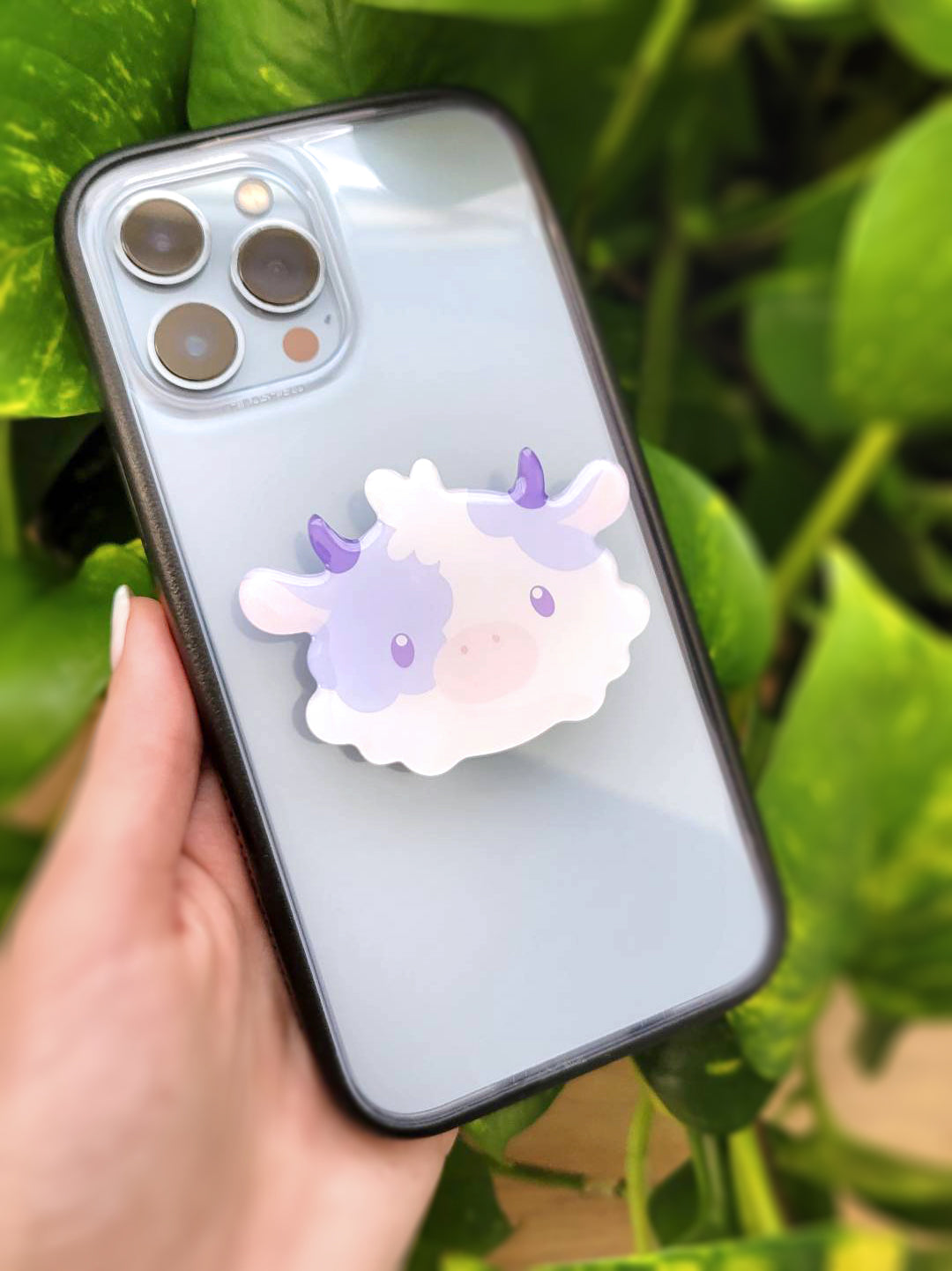 Lavender Fluffy Cow Phone Grip