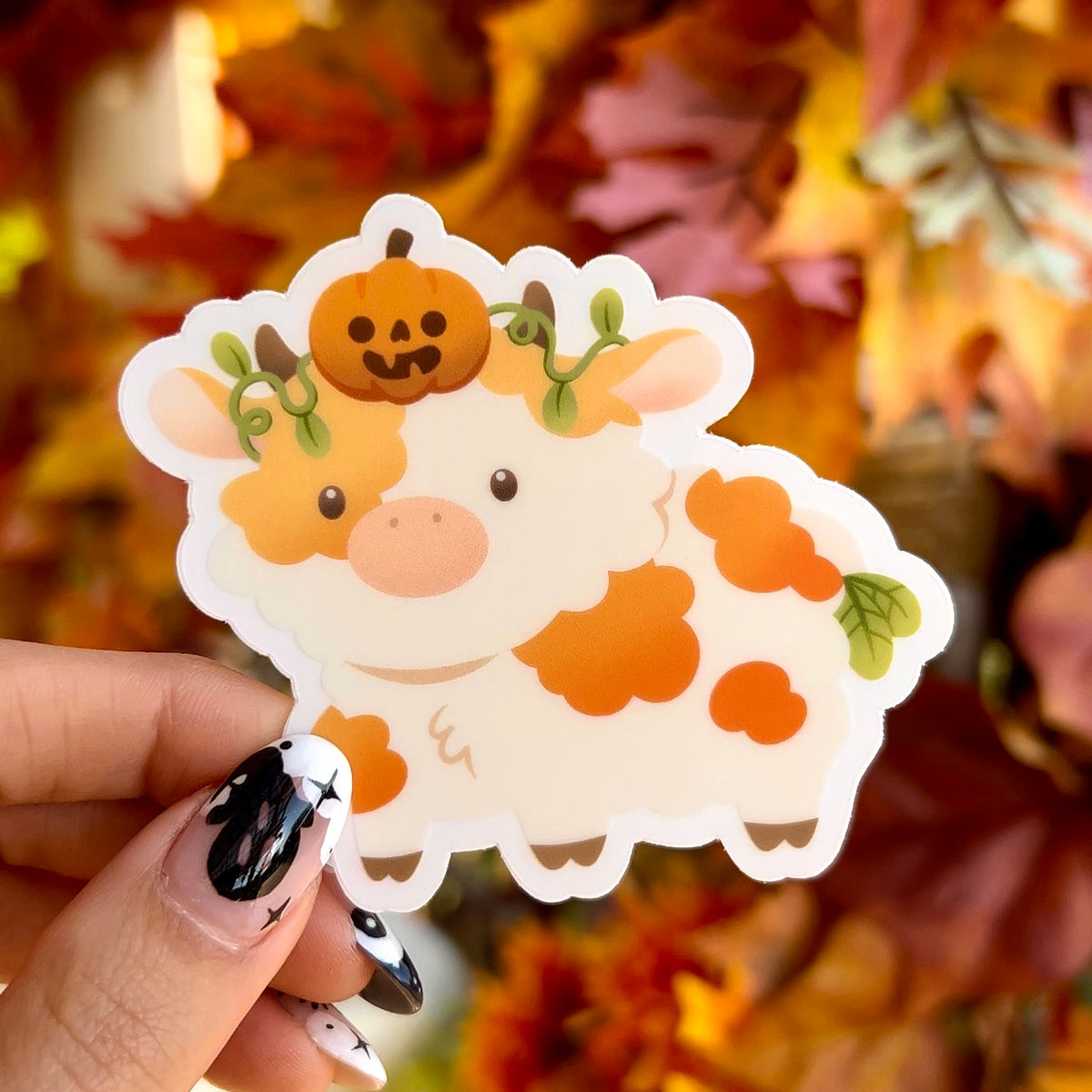 Pumpkin Fluffy Cow Vinyl Sticker